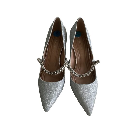 BCBGENERATION Silver Glitter Mary Jane Heels Size 7.5 NEW NWOB - Picture 3 of 9